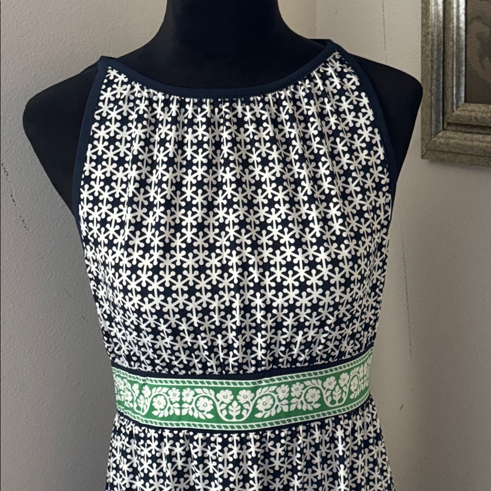 Max Studio Blue White Patterned Green Detailing M… - image 3